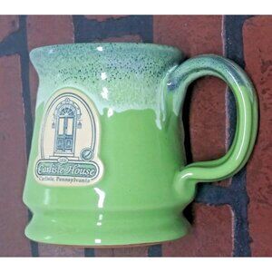 Deneen Pottery Mug Lime Green drip glaze Carlisle House Pennsylvania 2015 handth